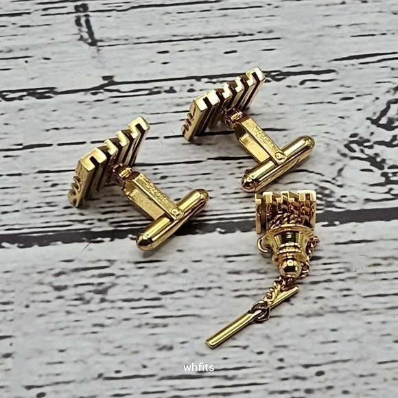 Christian Dior Gold Tone Cufflink and Tie Pin Set - Picture 2 of 3
